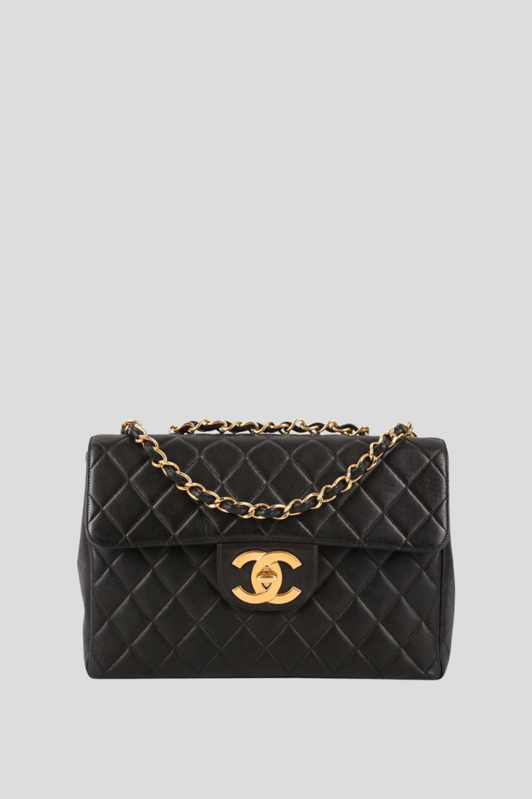 Black GHW Lambskin Jumbo Single Flap Bag by Chanel