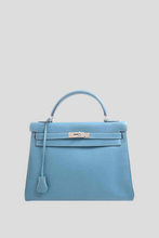 Load image into Gallery viewer, Blue PHW Kelly Retourne 32 Togo Leather Bag by Hermès
