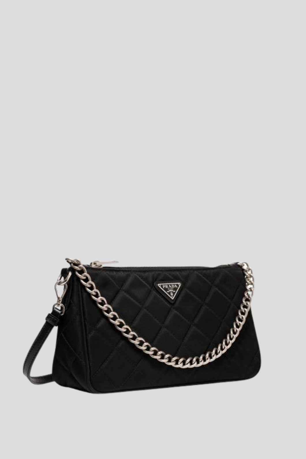 Black Diamond Quilted Nylon Shoulder Bag by Prada