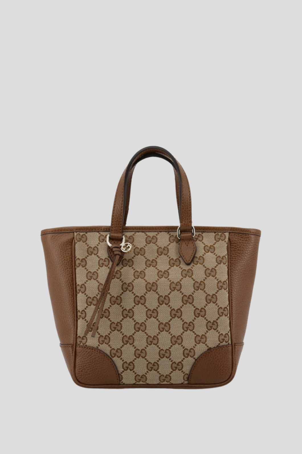 Brown GG Canvas and Leather Mini Tote Bag by Gucci