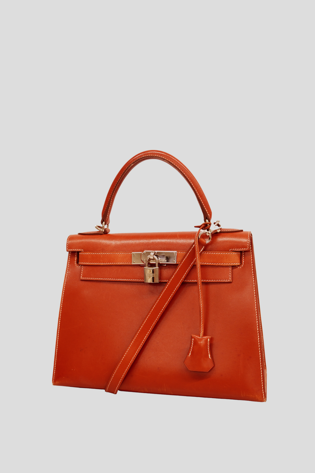 Brique PHW Kelly Sellier 28 Box Calf Bag by Hermès