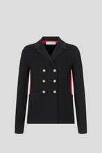 Load image into Gallery viewer, Black Double Breasted Ribbed Wool Knit Bar Jacket Size 36 / UK 8 by Dior
