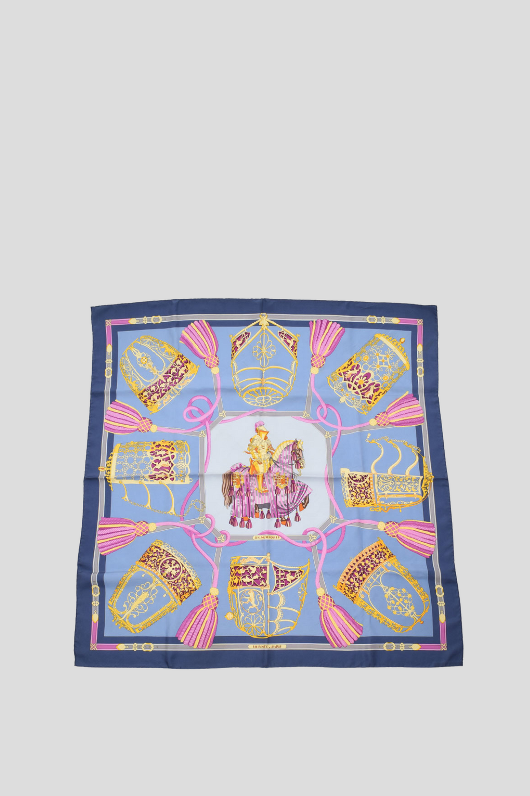 Blue Les Muserolles Silk Scarf by Hermès