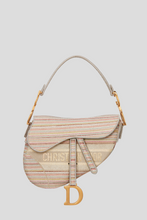 Load image into Gallery viewer, Cream Multicolor Stripes Embroidery Saddle Bag by Dior
