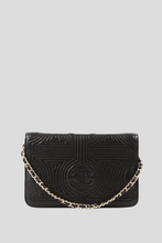 Load image into Gallery viewer, Black GHW Stitch Lambskin Wallet On Chain by Chanel
