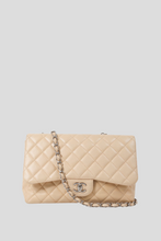 Load image into Gallery viewer, Beige SHW Caviar Jumbo Single Flap Bag by Chanel
