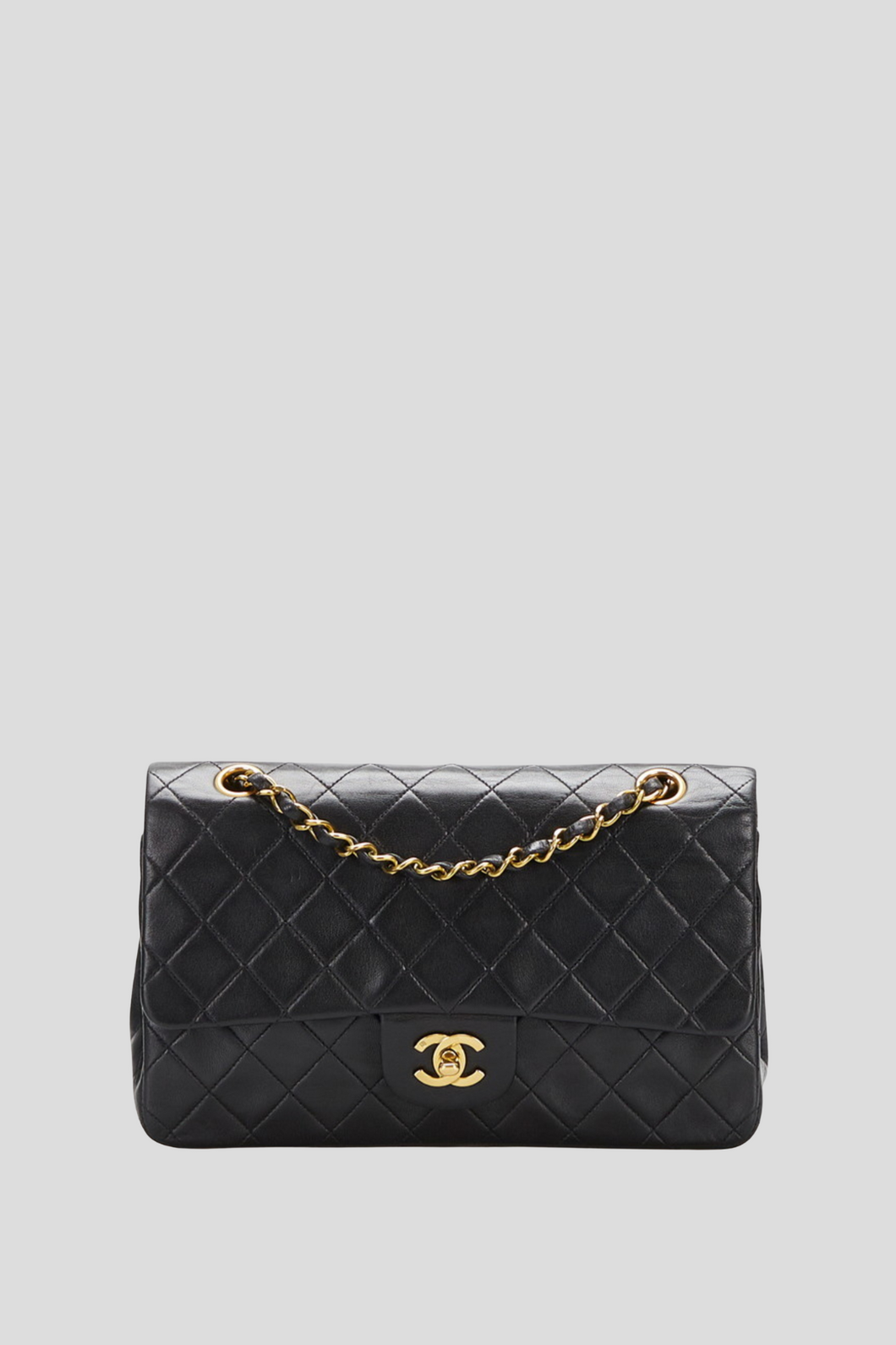 Black GHW Lambskin Medium Classic Double Flap Bag by Chanel