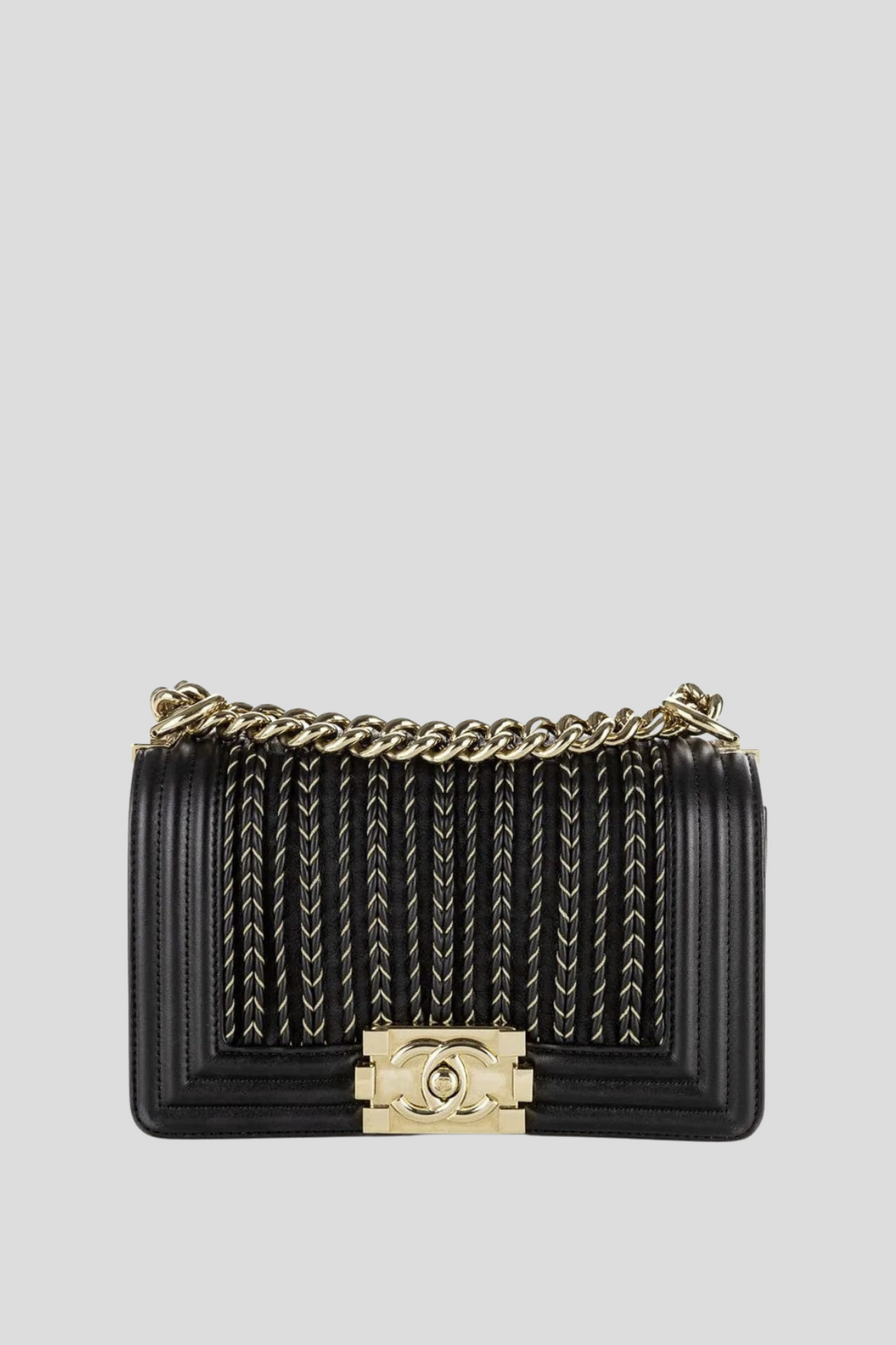 Black Limited Edition Embroidered Small Boy Bag by Chanel