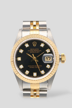 Load image into Gallery viewer, Datejust Black Diamond Dial 18K Yellow Gold and Stainless Steel Watch by Rolex
