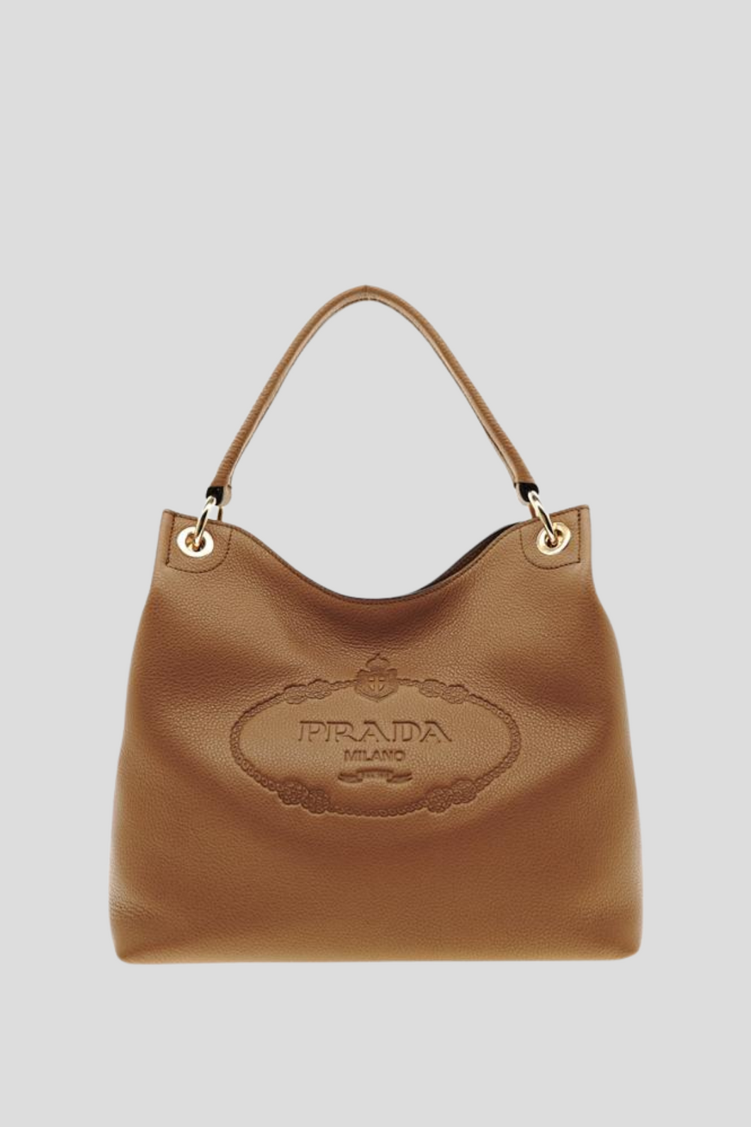 Brown Logo Phenix Vitello Hobo Bag by Prada