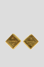 Load image into Gallery viewer, Gold Chanel Coco Square Statement Earrings by Chanel
