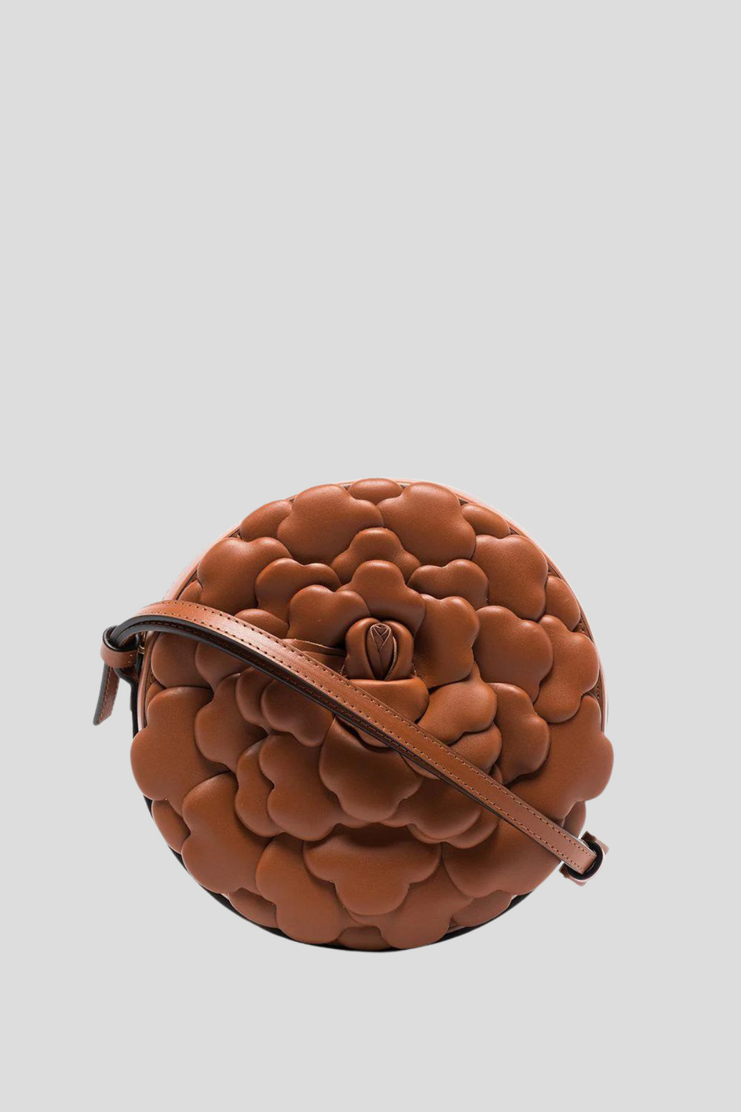 Brown 03 Rose Edition Atelier Round Crossbody Bag by Valentino