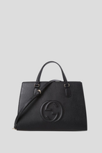 Load image into Gallery viewer, Black Interlocking GG Soho Top Handle Bag by Gucci
