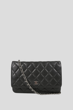 Load image into Gallery viewer, Black SHW Classic Lambskin Leather Wallet On Chain by Chanel
