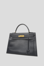 Load image into Gallery viewer, Blue Indigo GHW Kelly Sellier 32 Box Calf Leather Bag by Hermès
