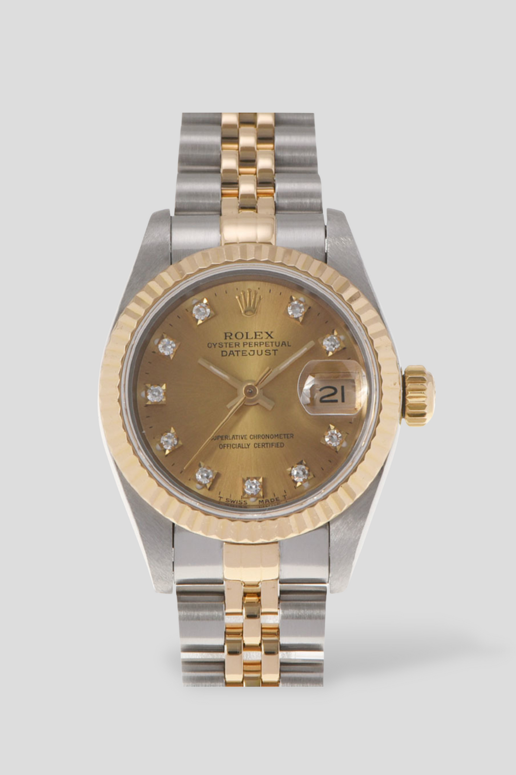 Datejust 18K Yellow Gold Diamond Dial and Stainless Steel Watch by Rolex