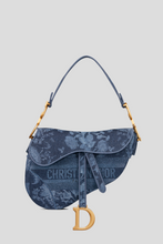 Load image into Gallery viewer, Blue Dior Flowers Embroidered Denim Saddle Bag by Dior
