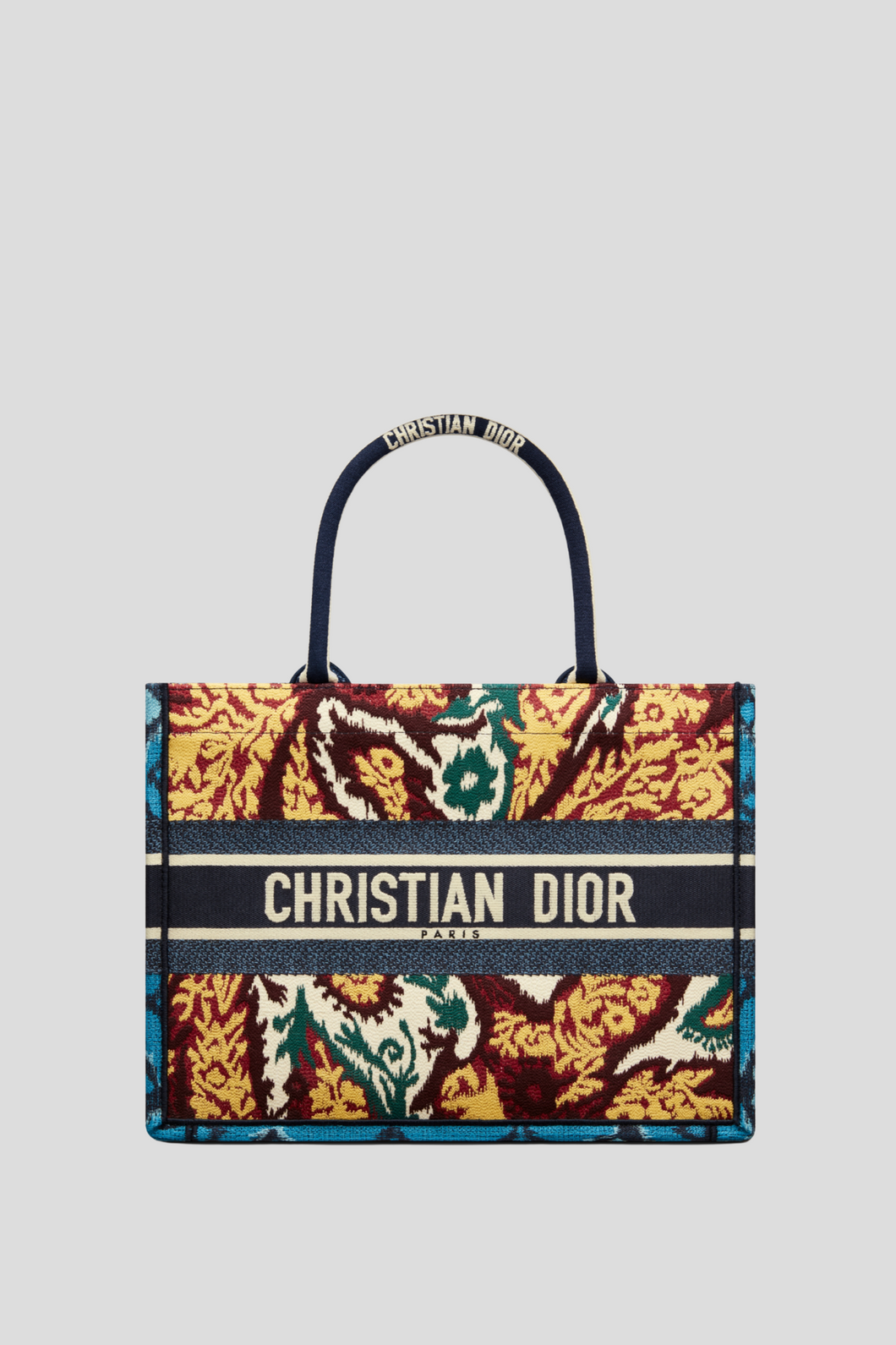 Blue Multicolor Dior Paisley Embroidery Medium Dior Book Tote by Dior