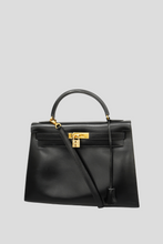 Load image into Gallery viewer, Black GHW Kelly Sellier 32 Box Calf Bag by Hermès
