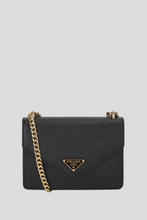 Load image into Gallery viewer, Black Saffiano Pattina Envelope Crossbody Bag by Prada
