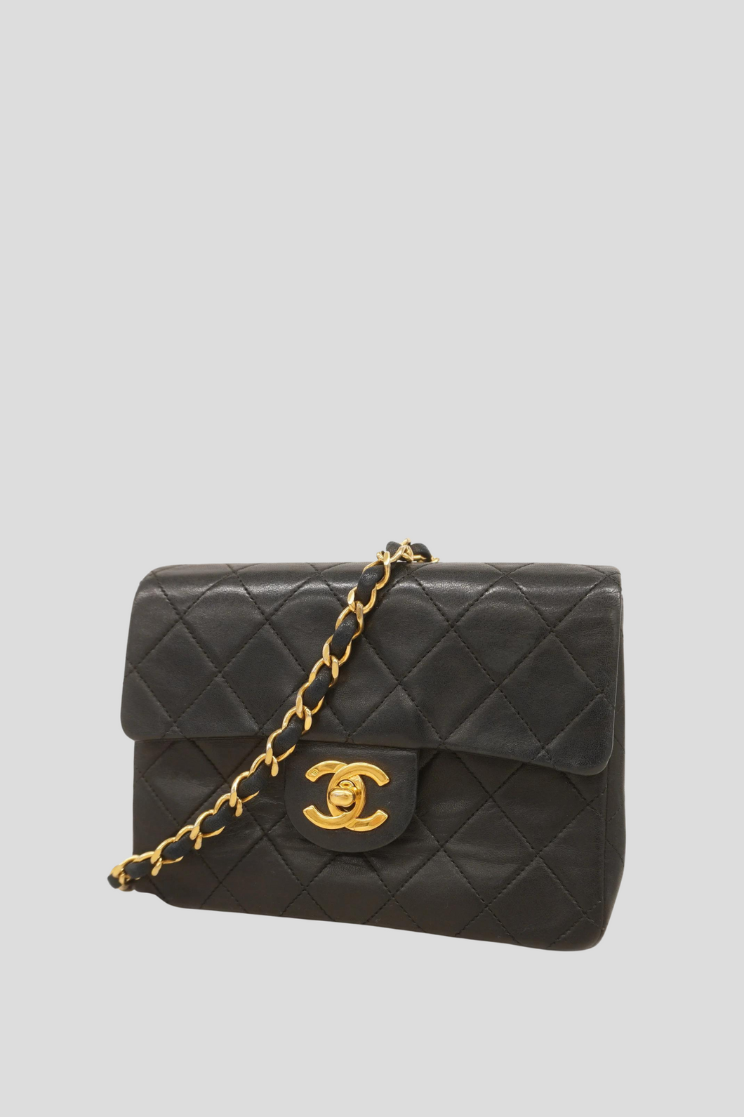 Black GHW Lambskin 17cm Mini Flap Bag by Chanel