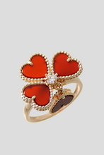 Load image into Gallery viewer, Carnelian Diamond 18K Rose Gold Sweet Alhambra Effeuillage Ring by Van Cleef &amp; Arpels
