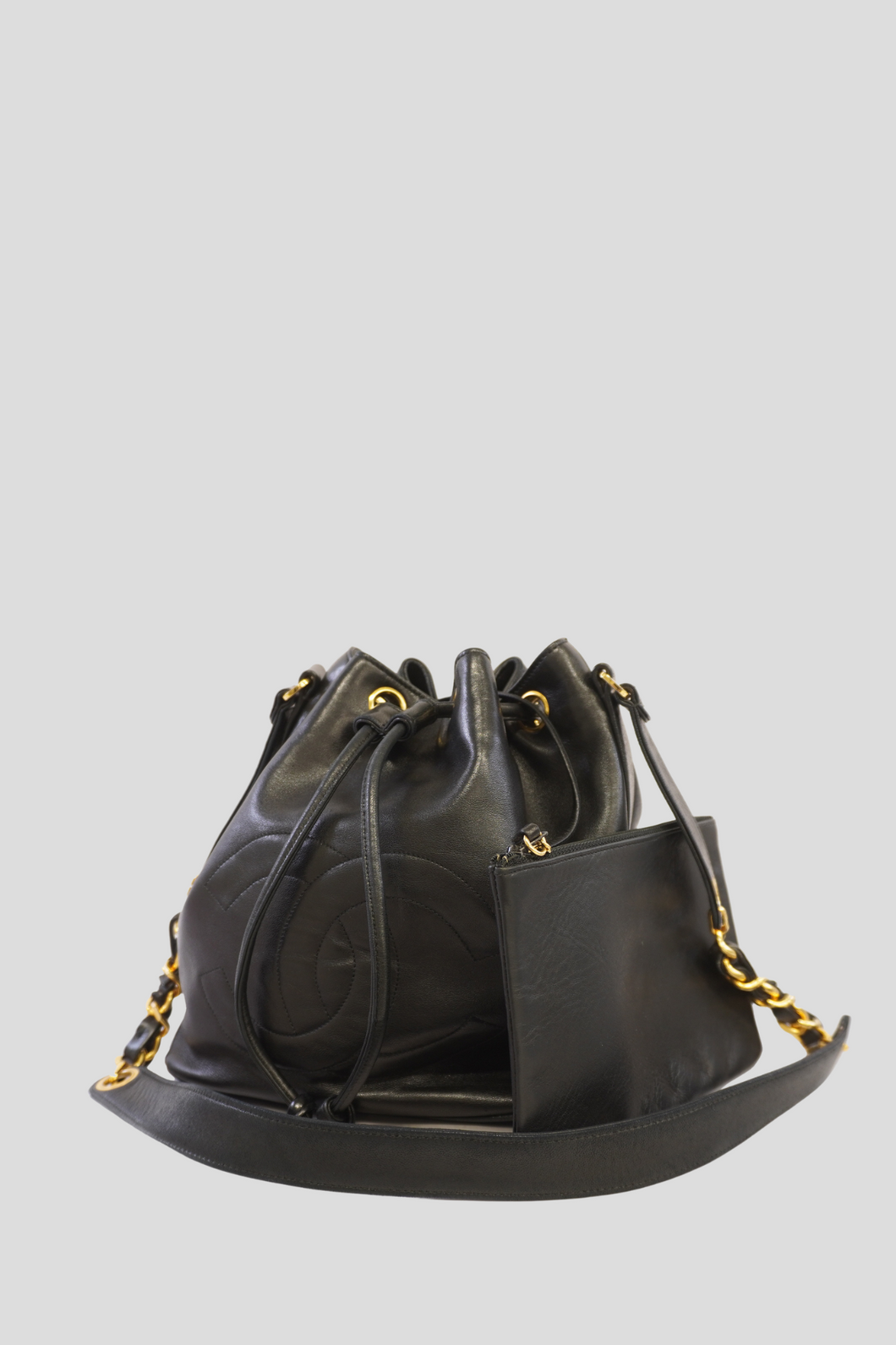 Black GHW Lambskin CC Bucket Bag by Chanel