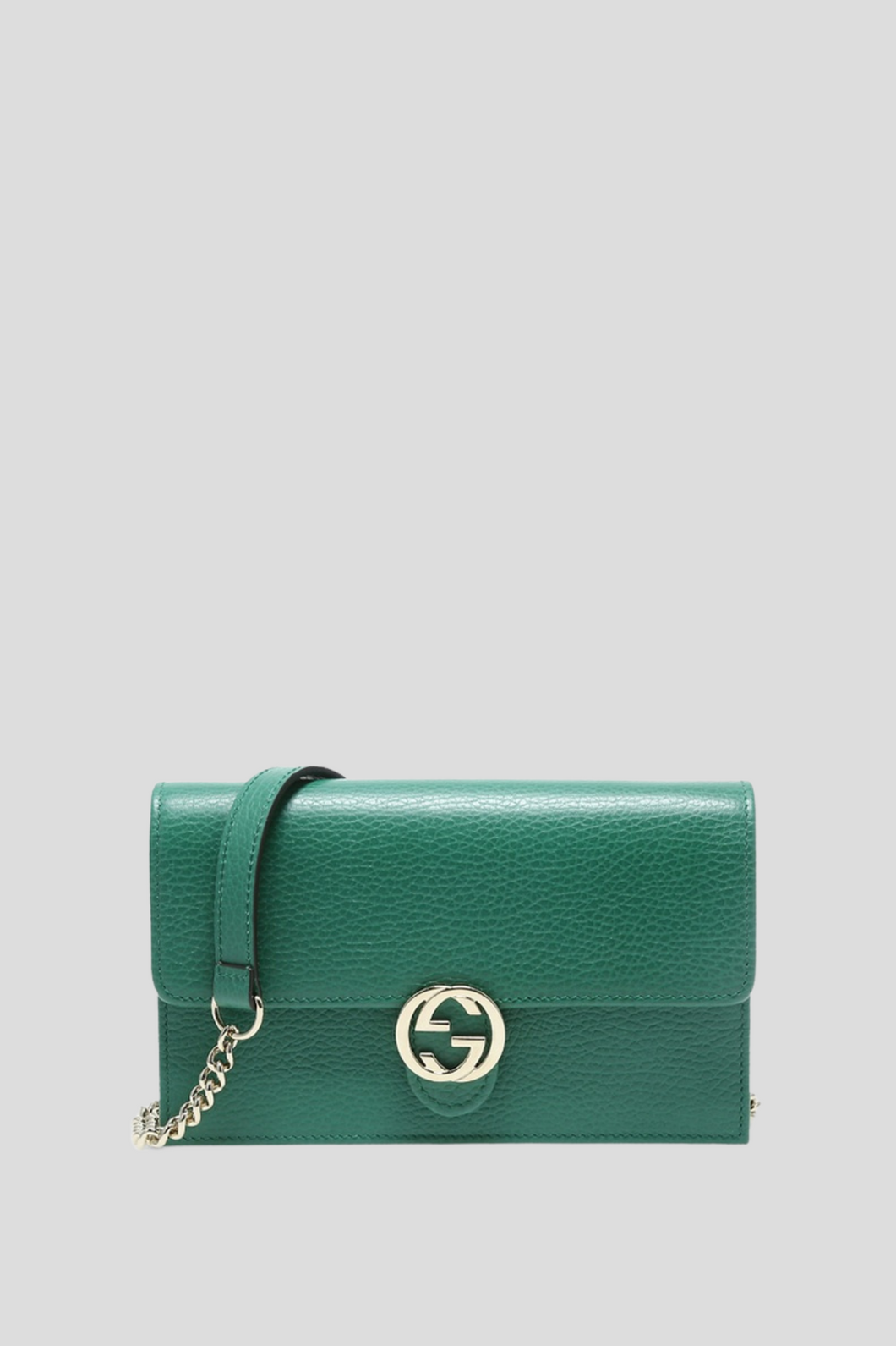 Green Interlocking GG Wallet On Chain by Gucci