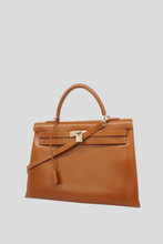 Load image into Gallery viewer, Gold PHW Kelly Sellier 35 Box Calf Bag by Hermès
