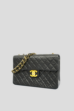 Load image into Gallery viewer, Black Quilted Lambskin Single Flap Bag by Chanel
