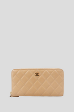 Load image into Gallery viewer, Beige GHW Caviar Classic Zip Around Wallet by Chanel
