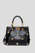 Load image into Gallery viewer, Black Nappa Roman Stud The Handle Bag by Valentino
