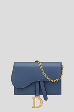 Load image into Gallery viewer, Denim Blue Goatskin Saddle Nano Pouch by Dior
