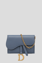 Load image into Gallery viewer, Dark Denim Blue Goatskin Saddle Nano Pouch by Dior
