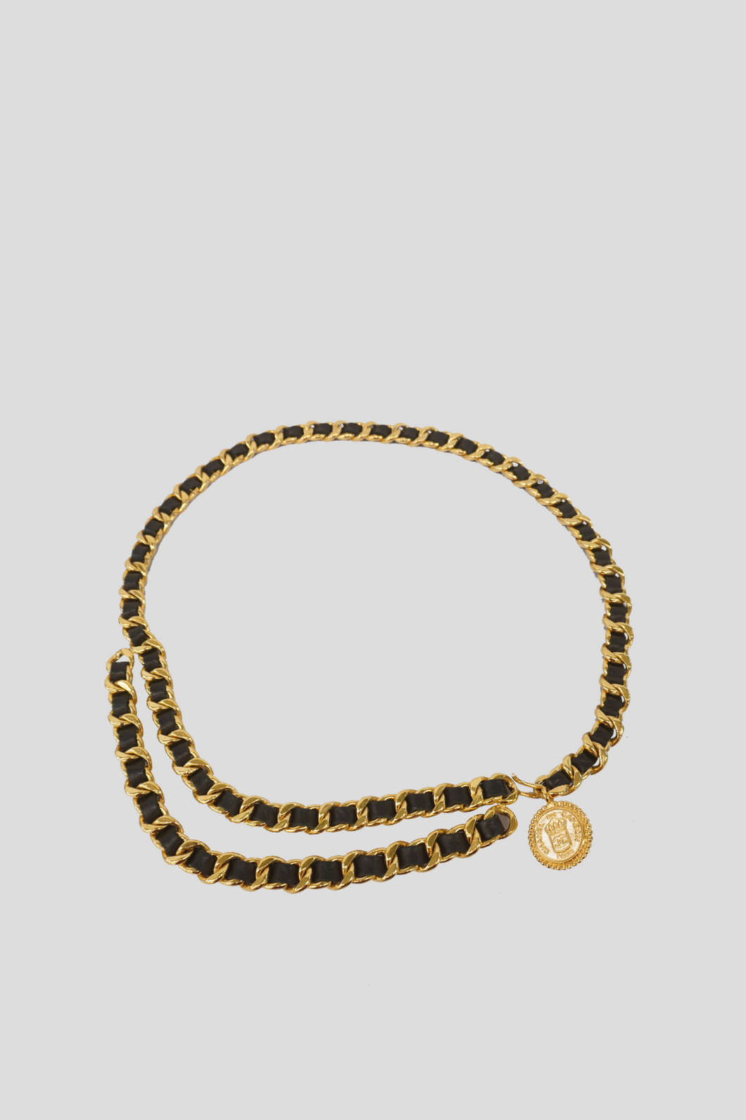 Gold Metal Lambskin Medallion Chain Belt Necklace by Chanel