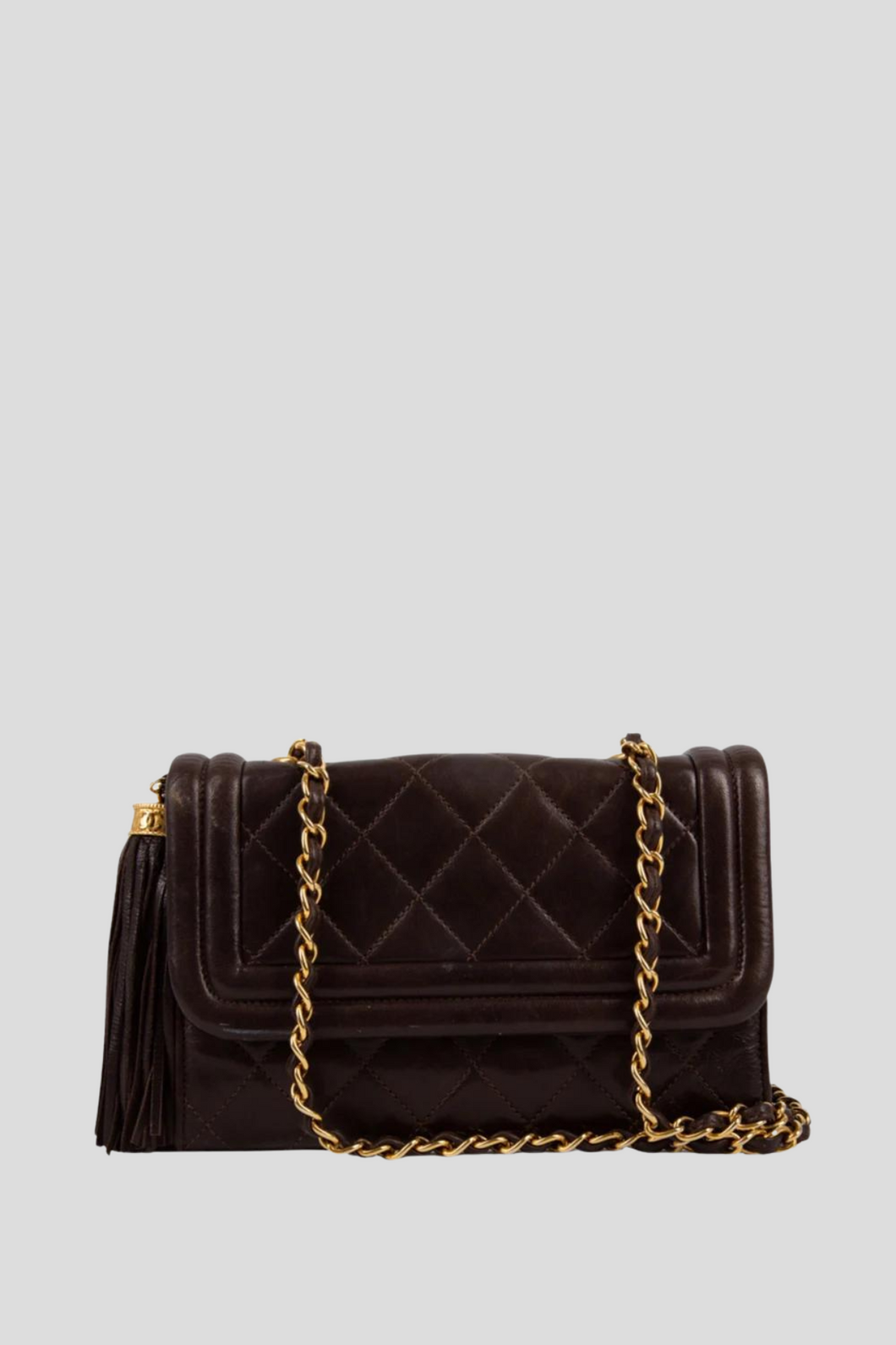 Brown GHW Lambskin Mini Crossbody Bag by Chanel