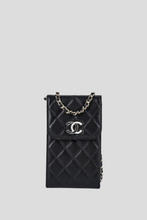 Load image into Gallery viewer, Black GHW Lambskin Phone Holder Crossbody Bag by Chanel
