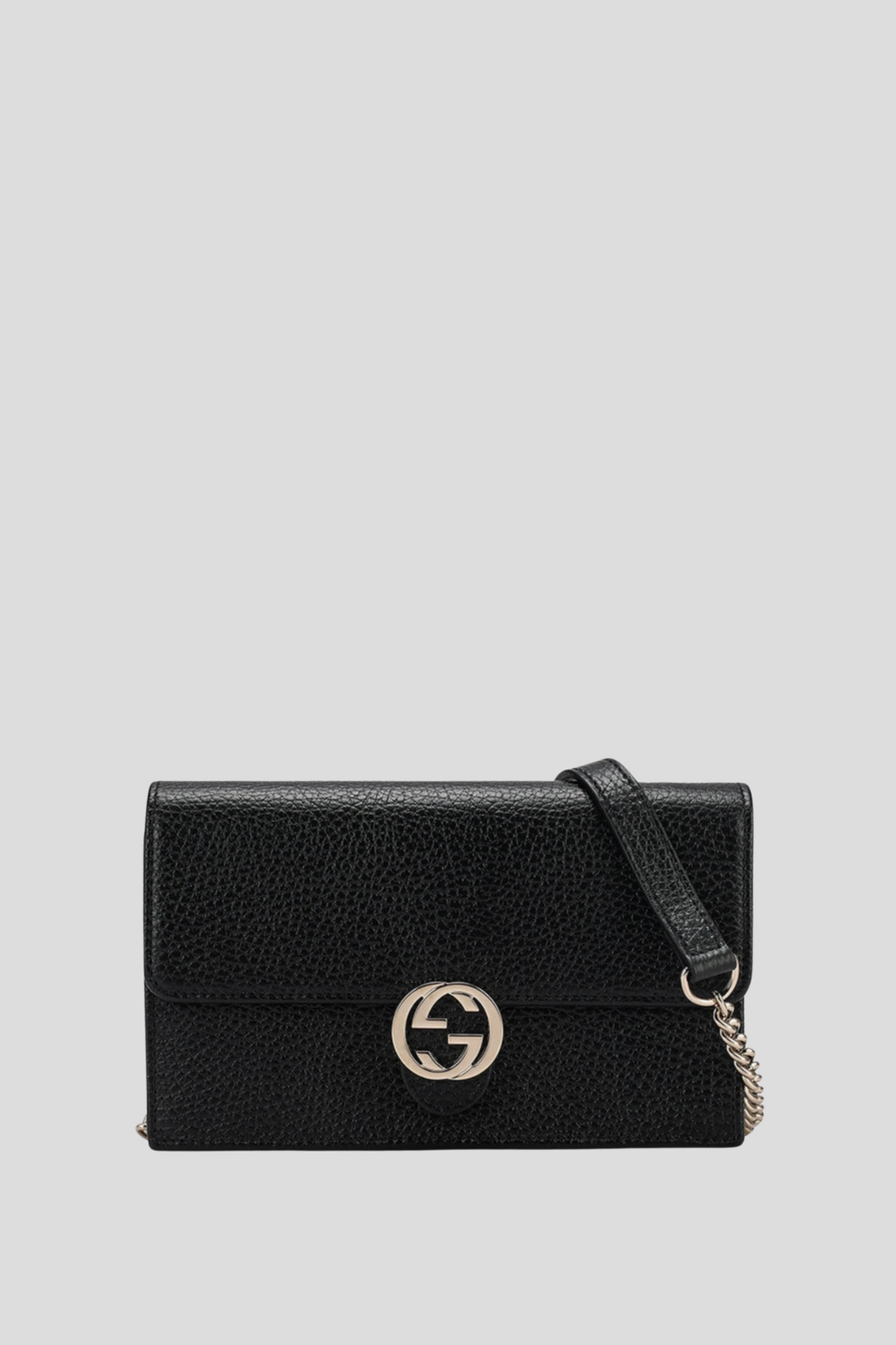 Black Interlocking GG Wallet On Chain by Gucci