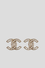 Load image into Gallery viewer, Gold CC Pearl Stud Earrings by Chanel
