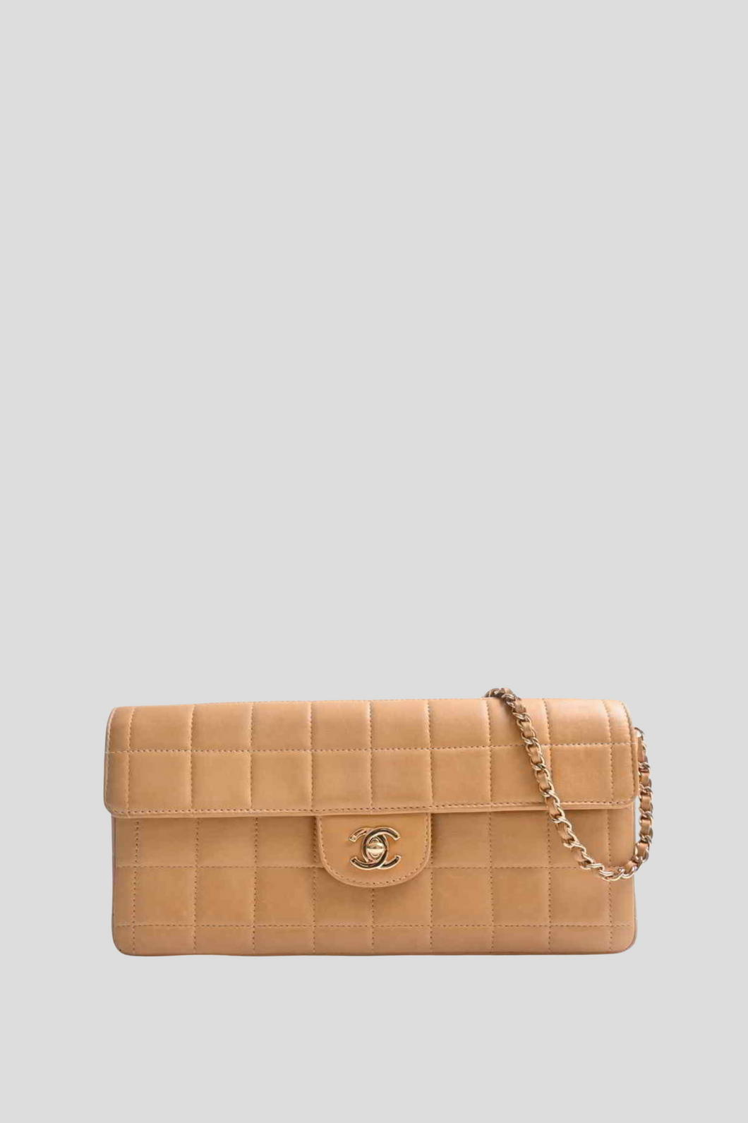 Camel Lambskin East West Chocolate Bar Shoulder Bag by Chanel