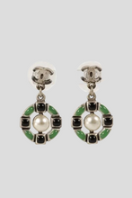 Load image into Gallery viewer, Green CC Round Drop Earrings by Chanel
