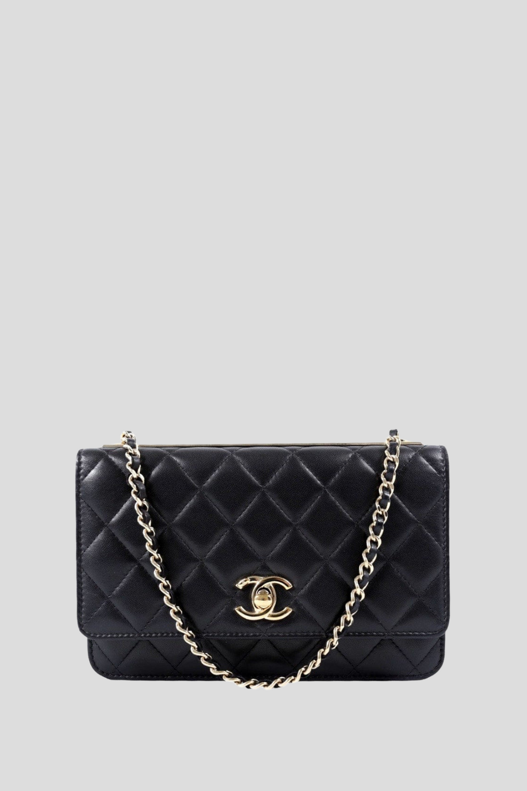 Black GHW Lambskin Trendy CC Wallet On Chain by Chanel