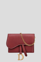 Load image into Gallery viewer, Berry Goatskin Saddle Nano Pouch by Dior
