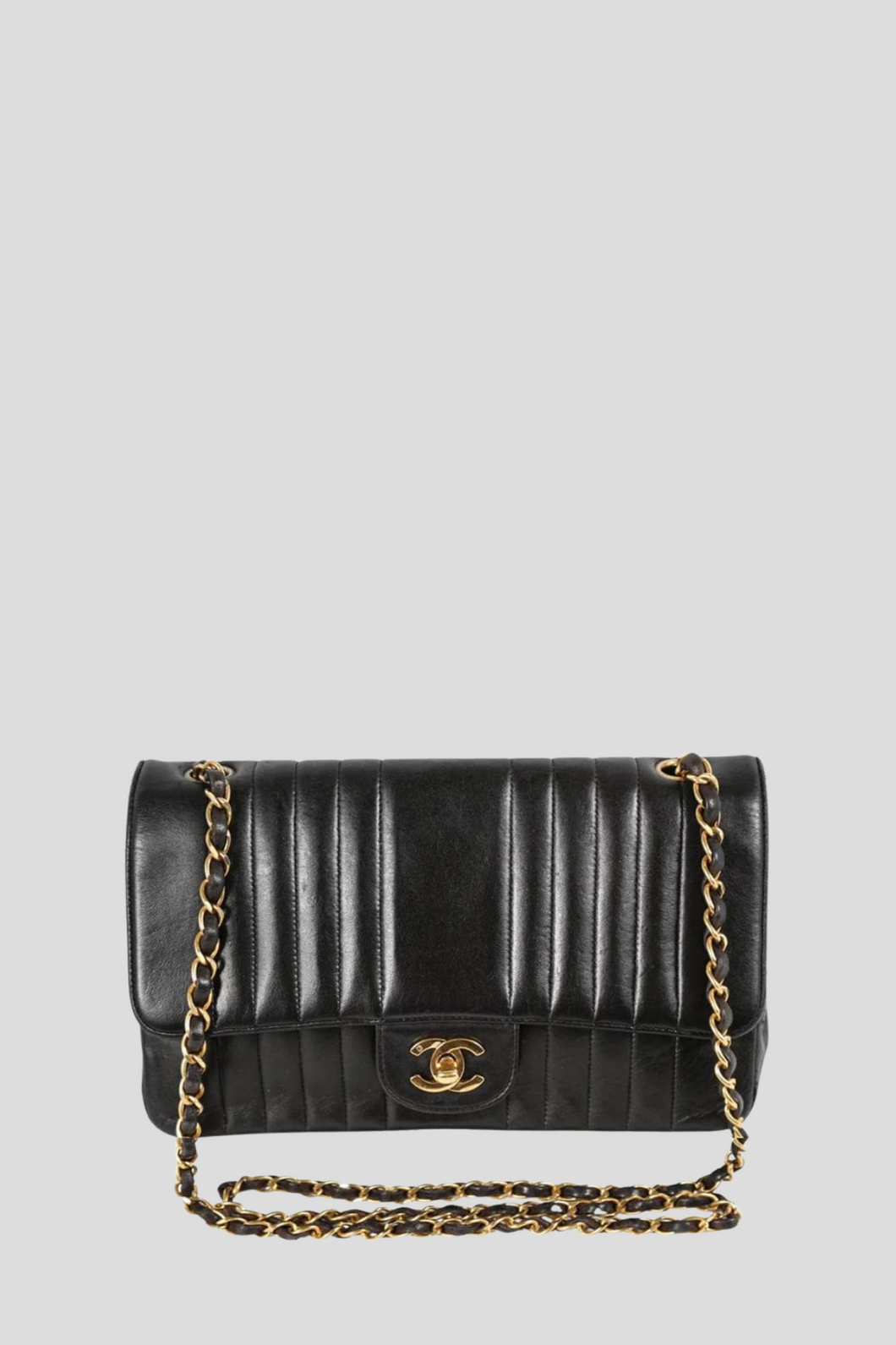 Black GHW Vertical Lambskin Medium Flap Bag by Chanel