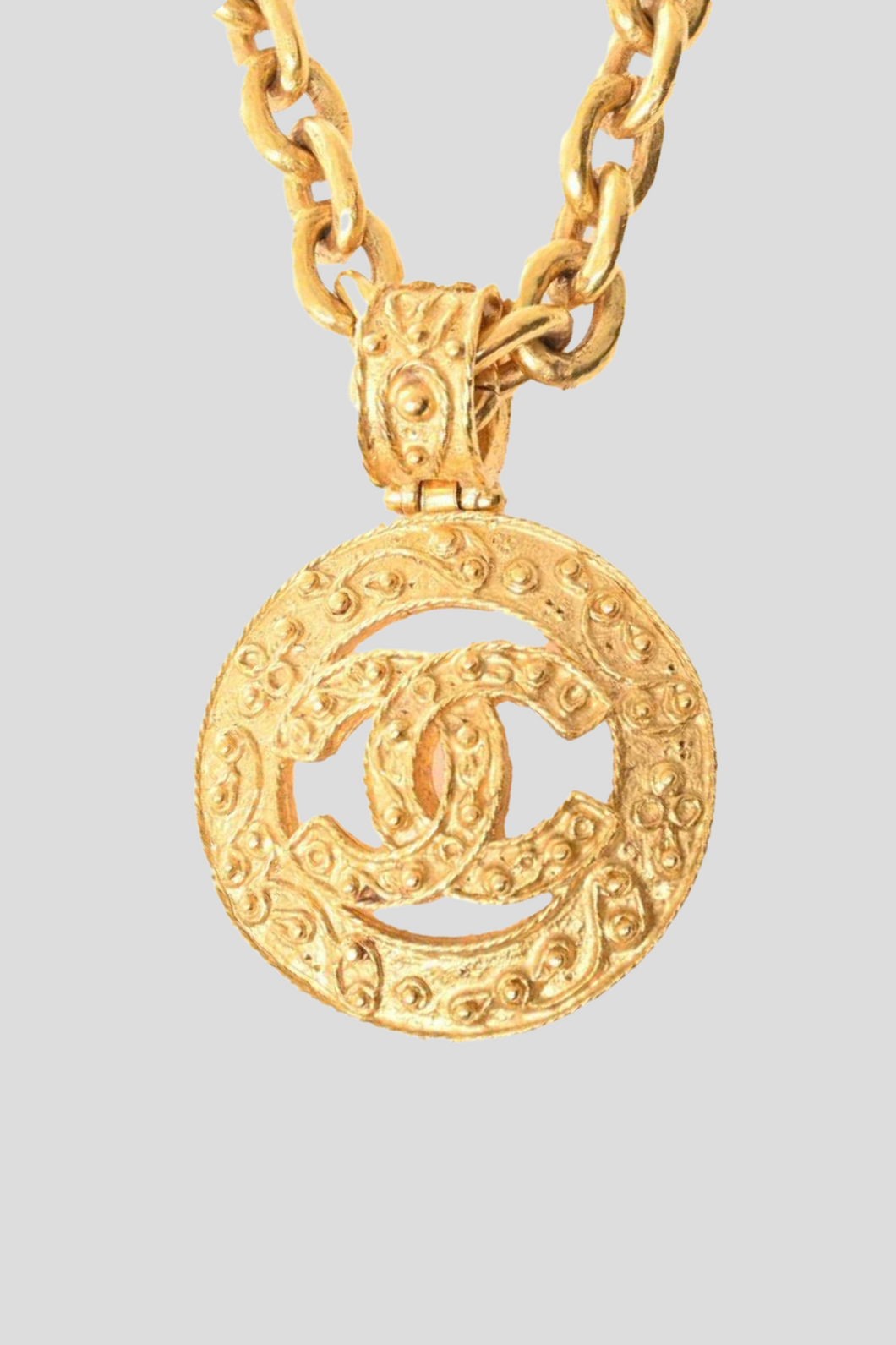 Gold Coco Medallion Pendant Necklace by Chanel