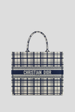 Load image into Gallery viewer, Blue Check&#39;n&#39;Dior Embroidery Large Dior Book Tote by Dior
