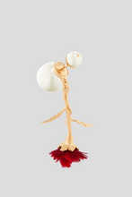 Load image into Gallery viewer, Gold Tribales Red Tulle Rose Earring by Dior
