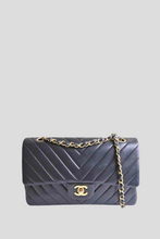 Load image into Gallery viewer, Black GHW Lambskin Chevron Medium Classic Double Flap Bag by Chanel
