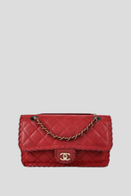 Load image into Gallery viewer, Dark Red GHW Lambskin Braided Edge Medium Single Flap Bag by Chanel
