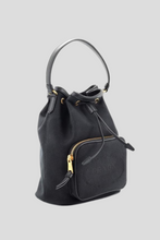 Load image into Gallery viewer, Black Logo Canvas Drawstring Bucket Bag by Prada
